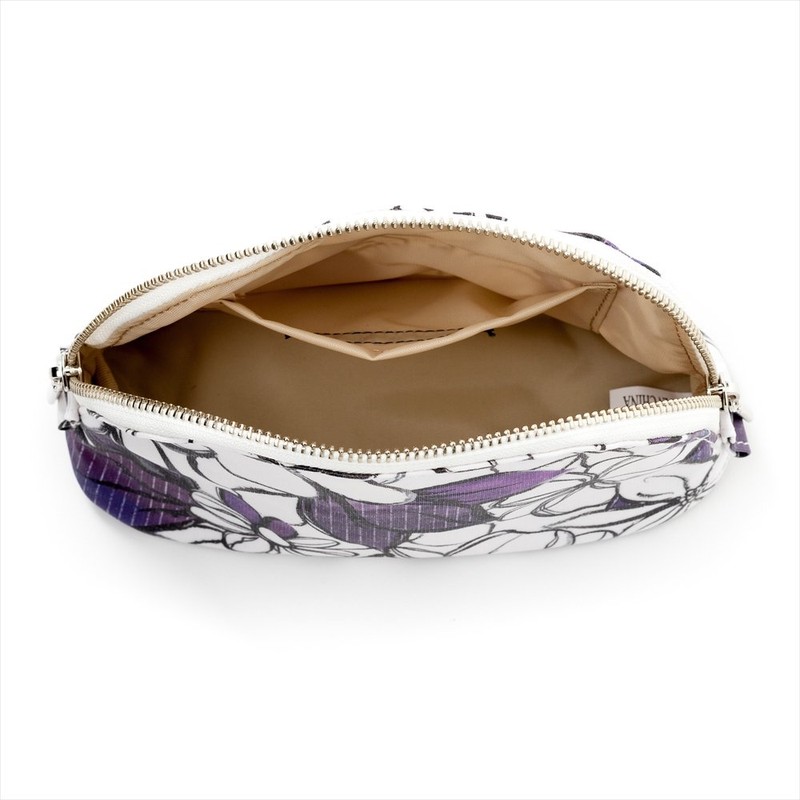 Round Pouch (Small), Anemoneclematis, Botanical Pattern, Flower Pattern, Cosmetic Pouch,