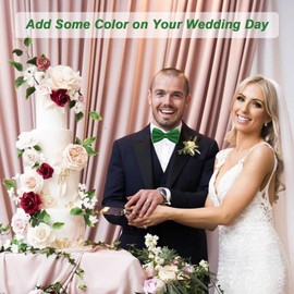 WOXVM Men's Bow Ties Solid Color Pre-Tied Bow Tie Satin Formal Tuxedo Bowtie Adjustable Neck Bowtie for Men Wedding Party (Green)