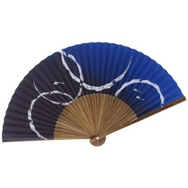 Fashionable kimono Iroha Kyoto Folding Fan, Ayu Karaki, Men's 8.7 inches (22 cm), navy