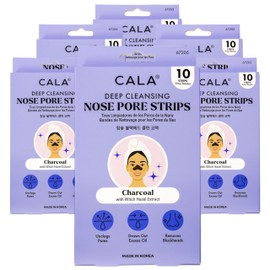 Cala Deep Cleansing Nose Pore Strips - Blackhead Remover & Pore Unclogger, 10 Strips for Normal, Dry, Combination, Oily Skin with Witch Hazel & Tea Tree Oil (60 count, Pack of 6)