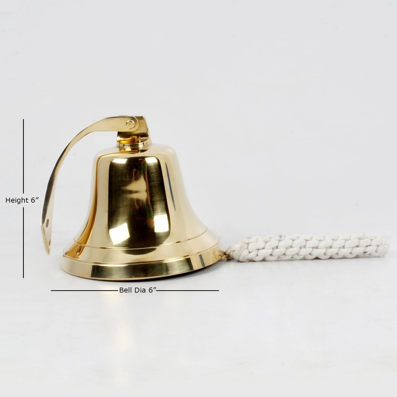 5" Solid Brass Wall Mounted Bell Nautical Ships Bell Hanging