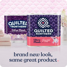 Quilted Northern Ultra Plush Toilet Paper with Sweet Lilac & Vanilla Scented Tube, 24 Mega Rolls = 96 Regular Rolls (Packaging May Vary) White