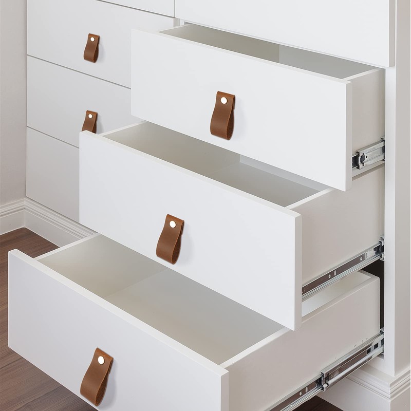 Jetec 8 Pieces Leather Drawer Pulls Leather Pulls Leather Drawer