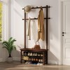 AQIMUELE Hall Tree, Coat Rack with Shoe Storage, Wooden Hall