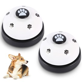 (2 Pack) Pet Doorbells, Proxima Direct Metal Bell Dog Training Bell,Puppy Door Bell for Potty Training & Communication Device with Clear Ring Paw Size Button for Doggie Cats (White+White)