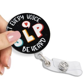 Pishovi Let Every Voice Be Heard Retractable Glitter Badge Reel with Clip, Funny Speech Pathology Badge Holder for SLP Speech Language Pathologist, Speech Therapist Gifts for Teacher Nurse Doctor