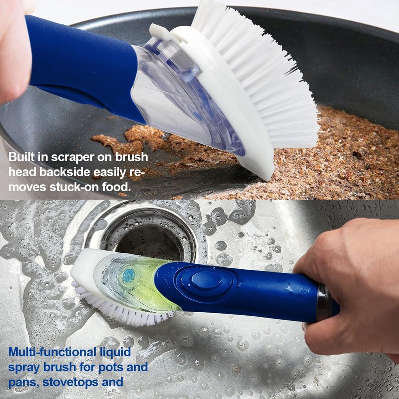 CELOX Dish Brush with Soap Dispenser, Scrub Brush for Kitchen