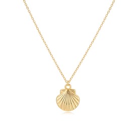MYEARS Women Gold Necklace Clam Shell Pendant 14K Simple Dainty Chain Everyday Summer Beach Jewelry