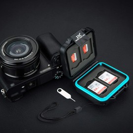 JJC Memory Card Case Water-Resistant Carrying Slim Holder Storage for 4 SD SDHC SDXC + 4 Micro SD TF Cards with Card Removal Tool