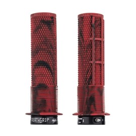 DMR Bikes DMR Brendog DeathGrip Flange Lock-On Mountain Bike MTB Grips - Red Marble (Thin), Soft/Thin (A20)