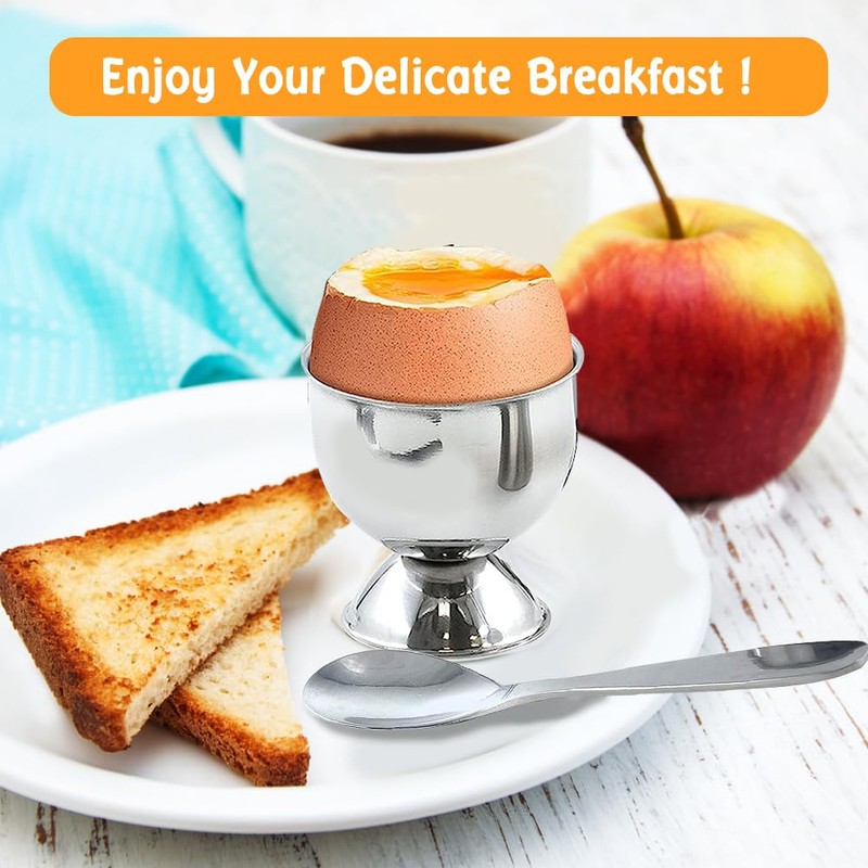 Egg Cup Set, 2 Pcs Stainless Steel Egg Cups with
