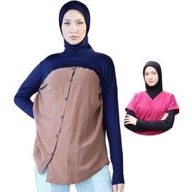 para life Hijab con manga de hombro con hijab-hijab y mango, manga de hombro para mujer, mangas de brazo para mujer, Azul marino, Talla única