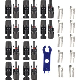 JUTOSU Solar Panel Cable Connector MC4 Connector Male / Female Solar Panel Connection Cable IP67 Waterproof High Load High Heat Resistant MC-4 Solar Power Connector with Mounting Wrench (10 Pairs)