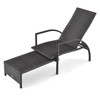 Tangkula Patio Chaise Lounge, Outdoor Rattan Lounge Chair w/Retractable Ottoman,