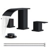 FORIOUS Square Matte Black Bathroom Faucets 3 Hole, Waterfall 8