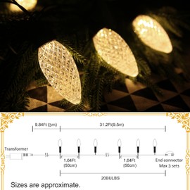 AWQ 20 LED 41 FT Christmas Pinecone String Lights, Fairy Twinkle String Lights Plug in with 11 Modes, Timer & Memory Function Extendable for Indoor Outdoor Wedding Party Christmas Decoration (20)