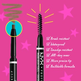 NYX PROFESSIONAL MAKEUP NYX Professional Makeup Micro Brow Pencil, Dual Ended With Mechanical Brow Pencil And Spoolie Brush, Vegan Formula, Shade: Brunette