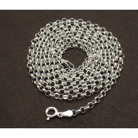Limor 36" 3mm Polished Round Rolo Chain Necklace Sterling Silver Real 925 11.10g Italy