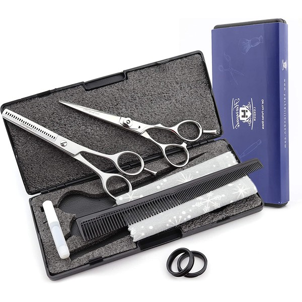 Professional Hairdressing Scissors Set 5.5" with Comb, Oil Bottle and Cloth in Black Case