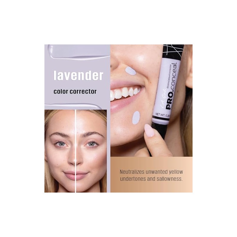 L.A. Girl Corrector Pro Conceal HD, corrector de lavanda, 0.2