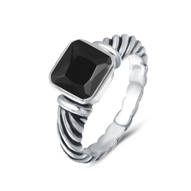 UNY Ring Antique Twisted Cable Wire Femme Designer Inspired Fashion Brand David Women Jewelry Gifts (Black, 6)