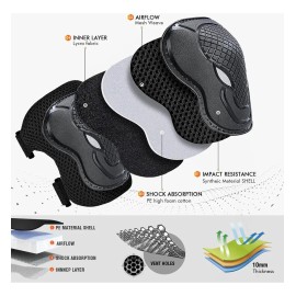 6 Pcs Coderas De Rodilla Con Protector De Muñeca Ajustable