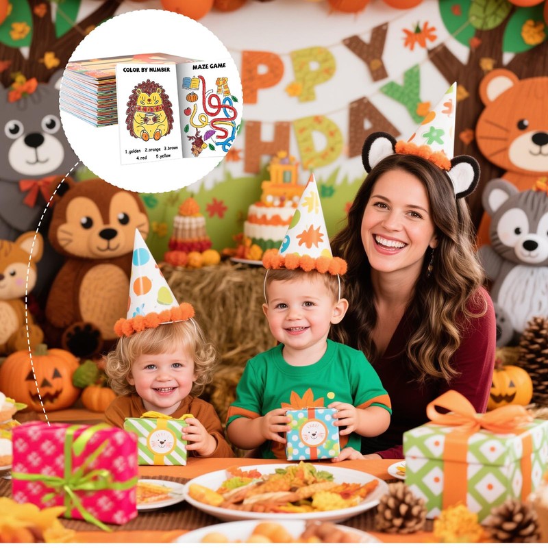 BenLouis 24 Fall Mini Activity Books with 24 Crayons for