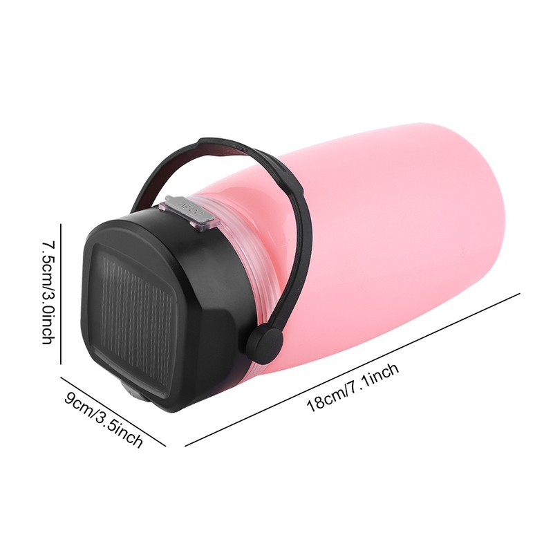 Portable Outdoor Water Bottle USB Solar Charging Camping Light Hiking