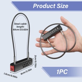Combination Bike Lock Outdoor Use, Bike Lock Cable, Scooter 4-Digit Combo for Gate, Scooter, Travel Luggage, Thin Wire Pad for Cabinet, Refrigerator, Fence (23.6"(60cm) Cable, Black)