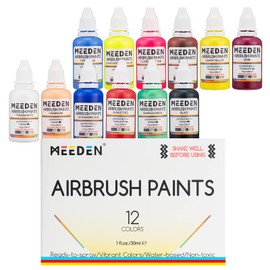 MEEDEN Acrylic Airbrush Paints for Beginners: Air Brush Model Painting Starter Kit Including 12 Colours x 30ml/1oz