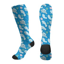 Manatees and Algae Unisex Compression Socks Circulation Support Stockings for Medical Nursing Athletic