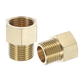 uxcell Brass Pipe Fitting, 2Pcs G1/2 Male x G1/2 Female Brass Reducer Adapter Pipe Extension Fittings, Reducer Hex Bushing Threaded Pipe Fitting for Water, Gas, Oil Pipeline Systems