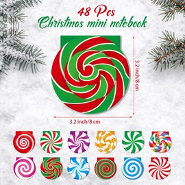 Zhanmai 48 Pcs Christmas Mini Notebook Small Candy Notepads Tiny Christmas Notebook Christmas Lollipop Pocket Journals for Christmas Candy Goodie Bag Stuffer Favor Supplies, 3.2 x 3.2 Inch(Colorful)