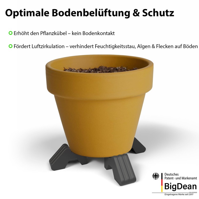 BigDean Füßchen Untersetzer Spezial Anthrazit Blumentöpfe Füßchen ersetzt Untersetzer (8)