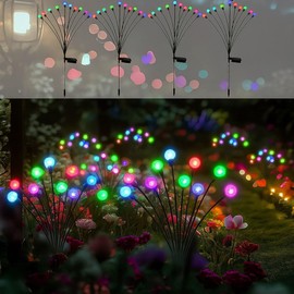 Solar Garden Lights - Pack of 4 Firefly with 2 Mode, Sway by Wind, Waterproof Outdoor for Yard Patio Walkway Decoration (Colorful)