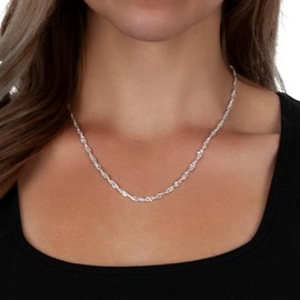 925 Sterling Silver Singapore Chain Lobster Clasp 3mm Necklace for Women Silver Chain for Women Silver Necklace Chain for Grils 16 Inches Gifts for Her