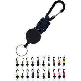 SasuGadget Reel Keychain, Key Reel, Key Carabiner, Extendable Wire Reel Strap, Strong, Compact, Metal Wire, Fishing, Pass Case, for Children, navy
