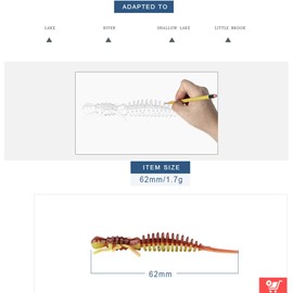 East Rain 1.96'/2.44'/3.34' Artificial Cicada Larva Silicone Bait 0.03/0.06/0.16oz.Insect Thread Soft Baits Lake River Streams Freshwater Bass Walleye Panfish Pike Trout