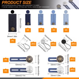 Rustark 17Pcs Denim Waist Extender Button Adjustable Waistband Expanders Set, No Sewing Elastic Metal Collars Button Extenders Silicone Extender Button for Women Men Pants Jeans Dress Shirts