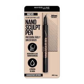Maybelline Nano Sculpt Pen Delineador de Ojos Líquido con Punta Angular Extra Fina para Trazos de Alta Definición y Looks de Larga Duración, Tono Negro Intenso.