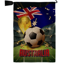 FIFA World Cup 2022 Team Australia Flag Outdoor Home Decor Burlap Banner Room Wall Art Patio Porch Lawn Club Bar Decorations Tapestry Yard Sign Sports Fan Trophy Game Champion Soccer Gifts Made In USA