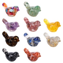 10pcs Crystal Gravel Bird Figurines, Mini Resin Animals Sparkling Miniature Bird Tiny Decorative Small Statues for Home Craft Decor Garden Dollhouse Landscape Decorations (Colorful)
