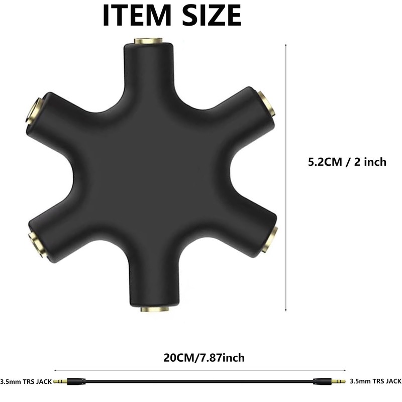 Typheoniks 3.5mm 5-Port Female Audio Splitter, 5-Way Multi Earphone Jack