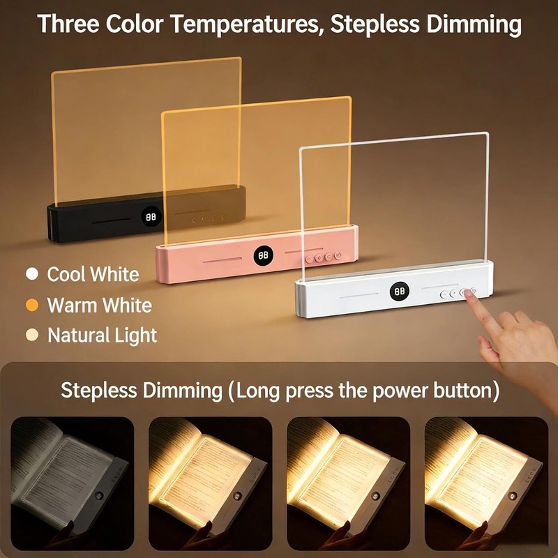 Lámpara de Lectura LED Plana y Transparente Recargable White