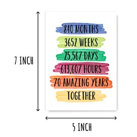 KoKi9xxGifts 840 Months Anniversary Card - 70 Amazing Years Greeting - 70Th Wedding Keepsake - Love Anniversary - Sweet Card For Wife - Husband