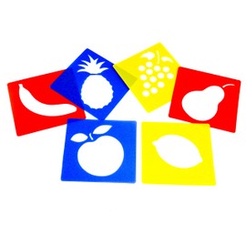 Washable Plastic Stencils - Fruit Themed - Pack of 6
