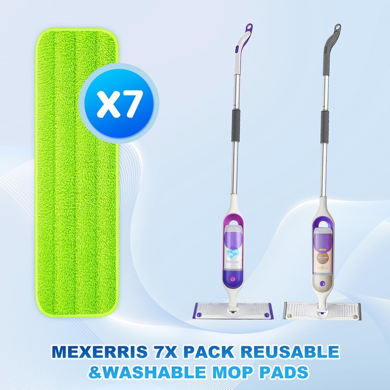 7 Count Reusable Microfiber Mop Pads for Swiffer PowerMop- MEXERRIS