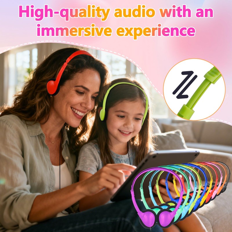 TJZXGUI Type C Headphones Bulk for Classroom School Kids 25