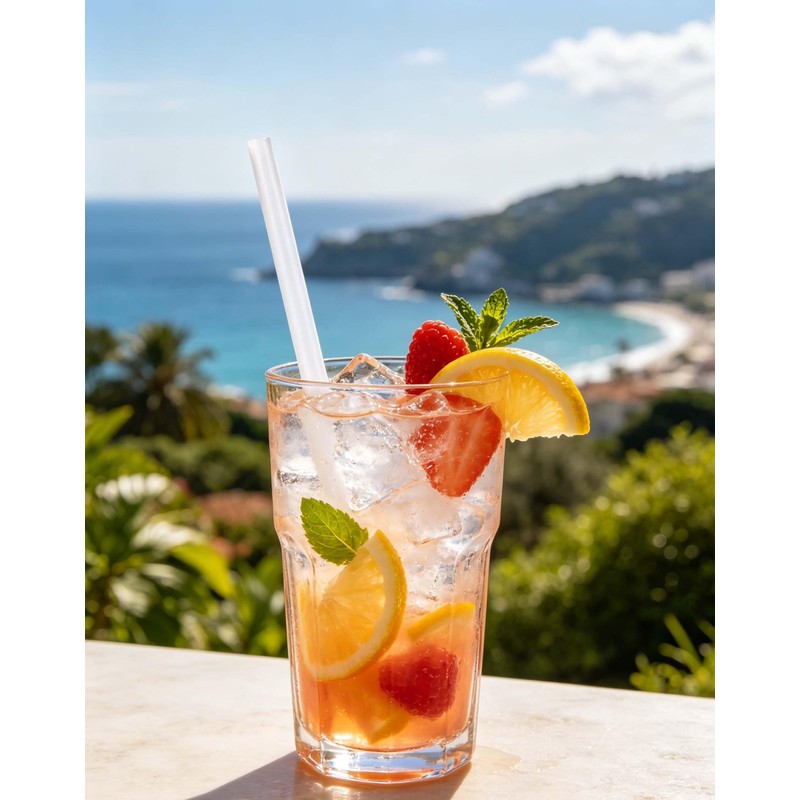 Xyedyaup 100 Pcs Clear Drinking Straws Reusable 210 mm ×