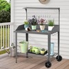 Outdoor Metal Potting Bench with Wheels, Heavy Duty Garden Workbench